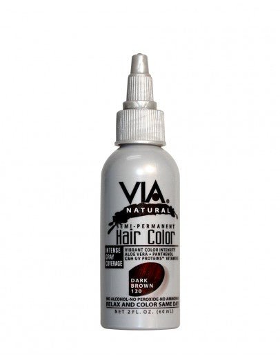 VIA NATURAL Semi - Permanent Hair Color 120 DARK BROWN 2OZ - Beautylicious Canada