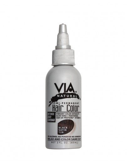 VIA NATURAL Semi - Permanent Hair Color *128 BLACK SATIN 2OZ - Beautylicious Canada