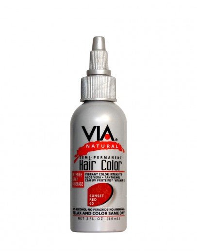 VIA NATURAL Semi - Permanent Hair Color *60 SUNSET RED 2OZ - Beautylicious Canada