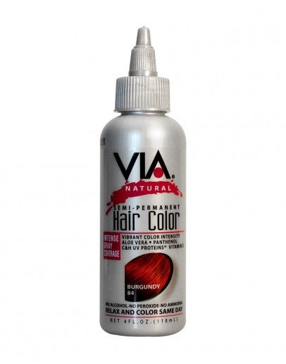 VIA NATURAL Semi - Permanent Hair Color *84 BURGUNDY 2OZ - Beautylicious Canada